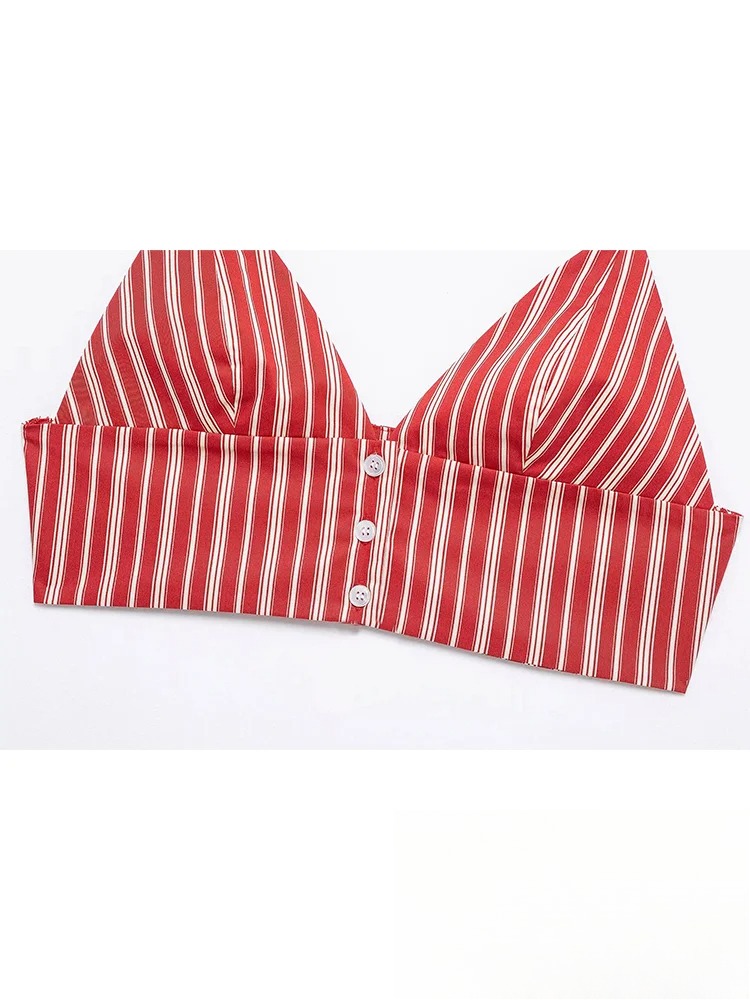KONDALA Sexy rayé imprimé femmes costumes col en V Corset hauts courts taille haute jupes amples mode 2025 été plage Style ensembles