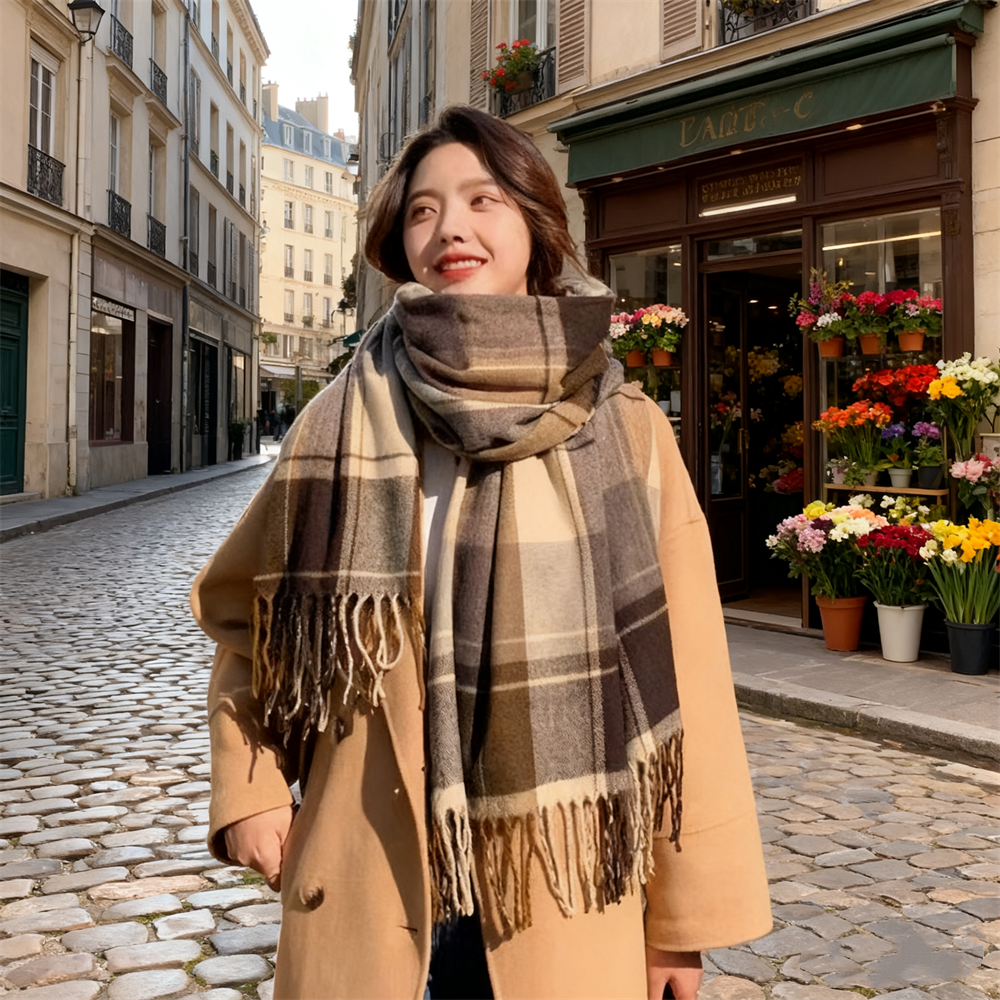 2025 nouveau épais chaud hiver écharpe conception imprimer femmes châle dame enveloppement gland foulards tricoté hommes Foulard couverture 200*50 CM