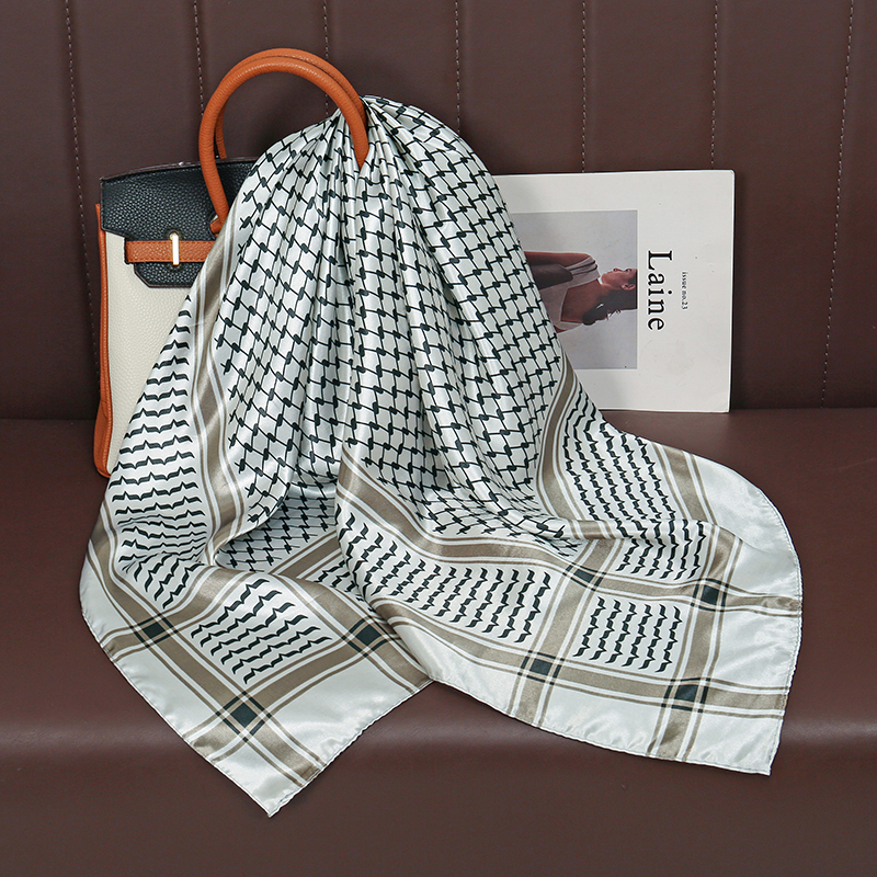 Foulard en Satin de soie arabe pour femmes musulmanes, Style Shemagh, Bandana élégant, bandeau, accessoires pour cheveux, 90x90cm, nouvelle collection