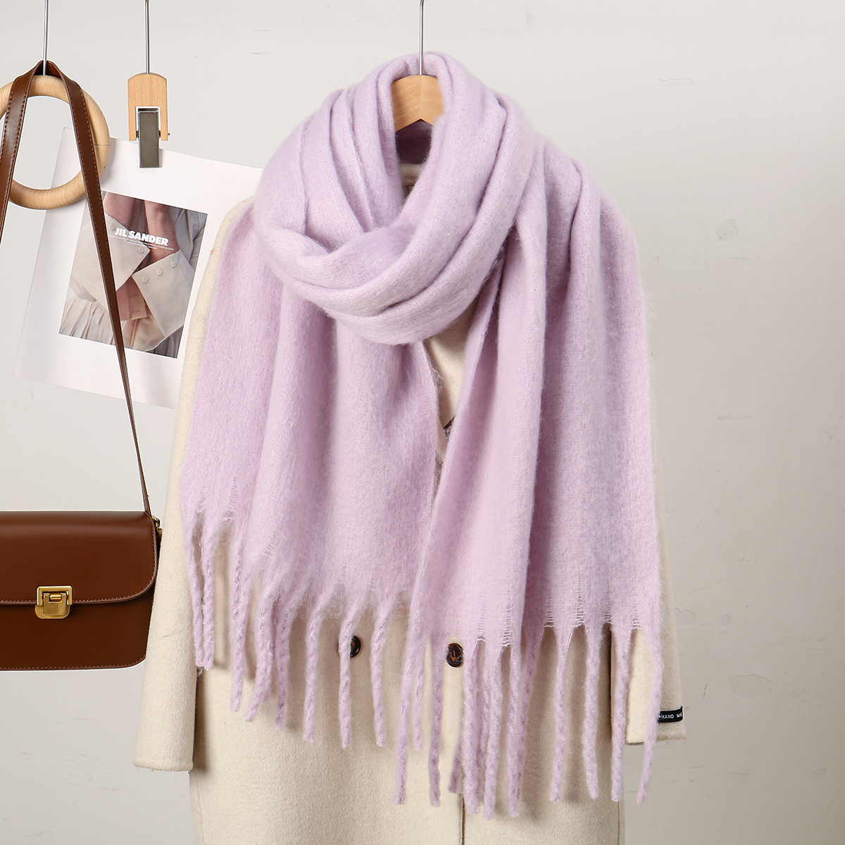 Écharpe d'hiver en cachemire pour femmes, couverture Pashmina chaude et solide, châle épais et doux avec pompon, Poncho Long 245x40cm