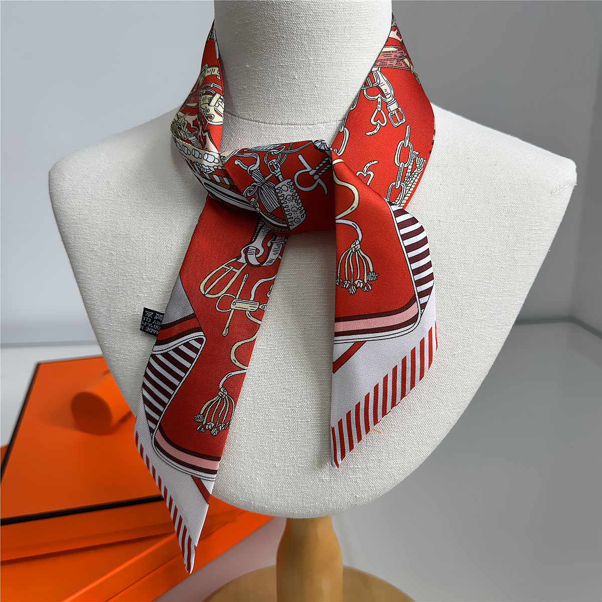 Foulard en soie sergé pour femmes, 5x90cm, élégance romantique française, bande fine, banderole en soie attachée, bandeau pour cheveux, vente en gros