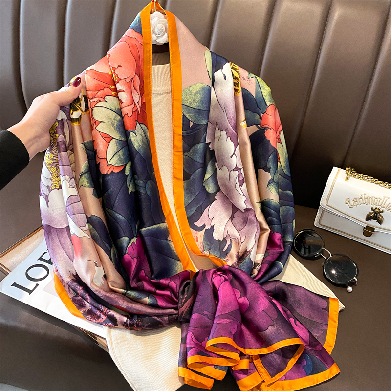 Grand Châle en Satin pour Femme, Hijab Musulman Rond, Étoles de Plage, Bandana, Turban, 180x90cm