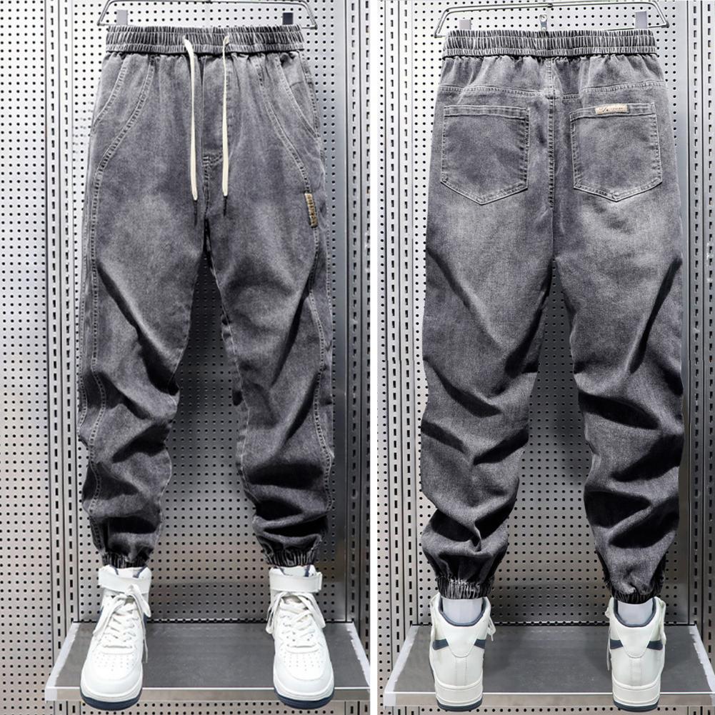 Jean sarouel avec poches pour jambes, taille élastique, cordons réglables, couleur unie, pantalon de jogging de Style de rue