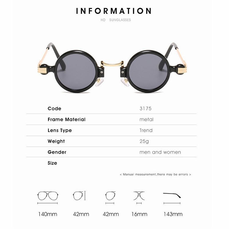 Petites lunettes de soleil rondes pour hommes et femmes, lunettes de soleil rétro Steampunk, lunettes à monture en métal pour hommes et femmes, nuances Oculos De Sites, UV400