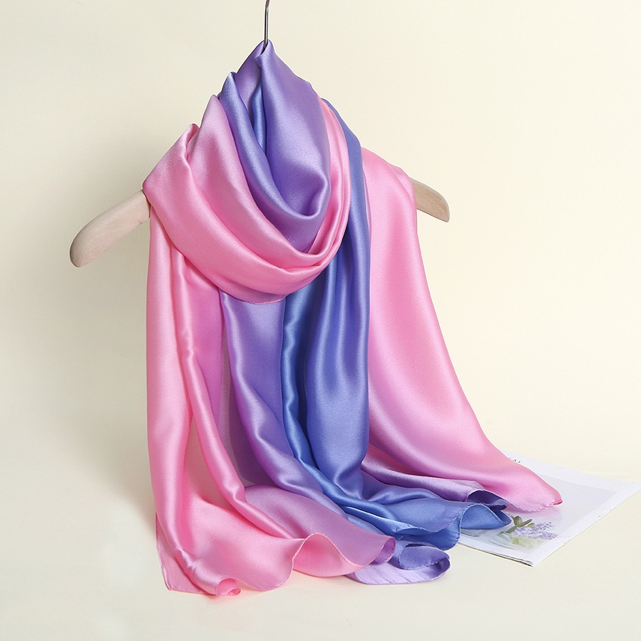 Mode dame dégradé couleur longue enveloppement femmes châle en mousseline de soie écharpe foulards décontracté femmes écharpe Feminino femme accessoire