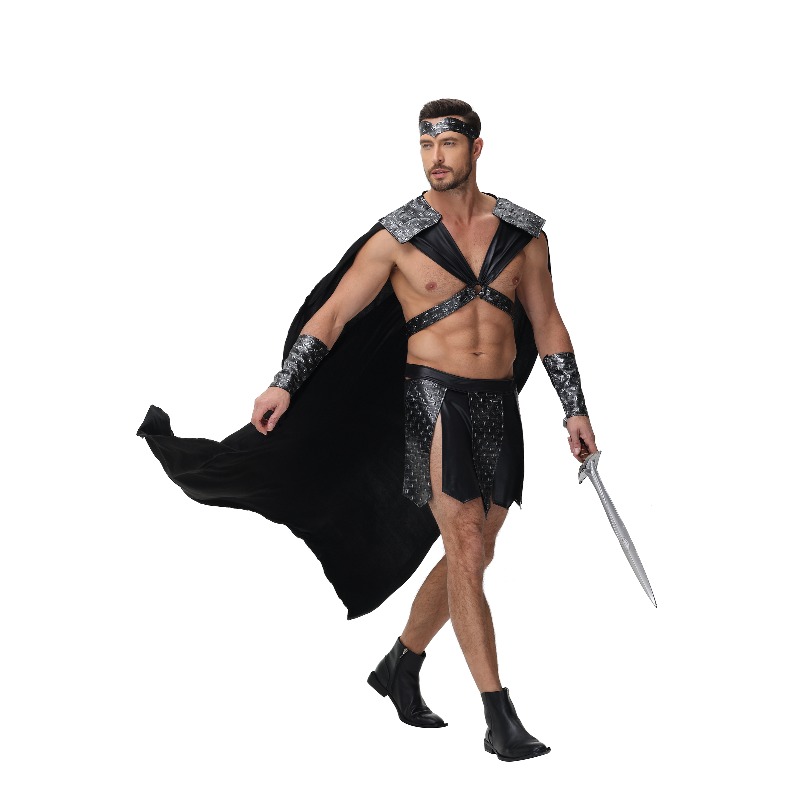 Costume de guerrier spartiate pour homme, tenue de gladiateur romain avec cape, cosplay d'Halloween pour le carnaval
