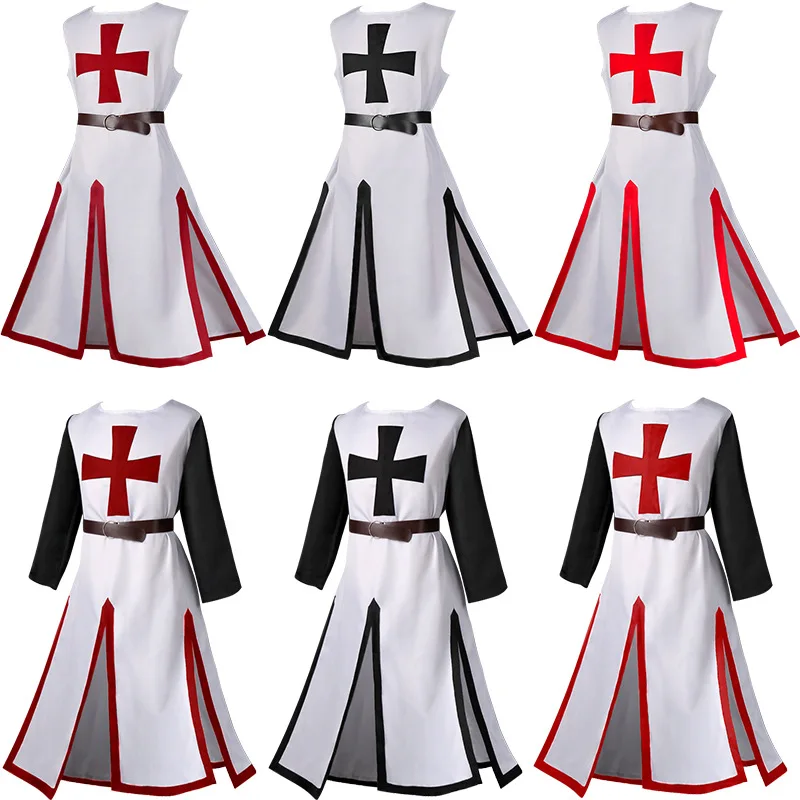 Crusader – Costume pour hommes adultes, gilet, tunique, guerrier, chevalier d'halloween, tenue Chiainmail pour hommes adultes, chemise, Tabard, pardessus