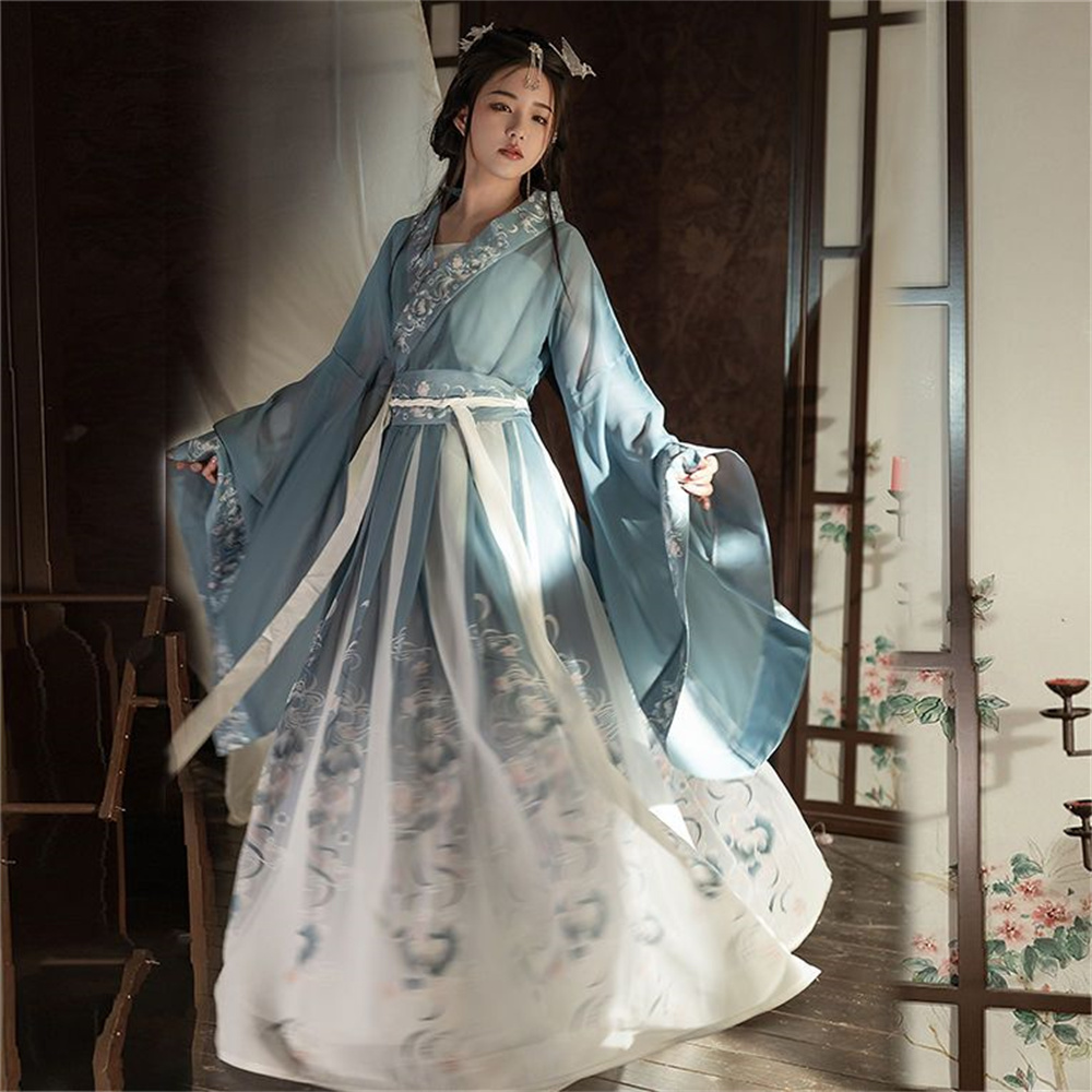 Robe Hanfu chinoise pour femmes, Costume de carnaval Cosplay, tenue de fête, Vintage traditionnel ancien, robe d'été verte et rougeHanfu