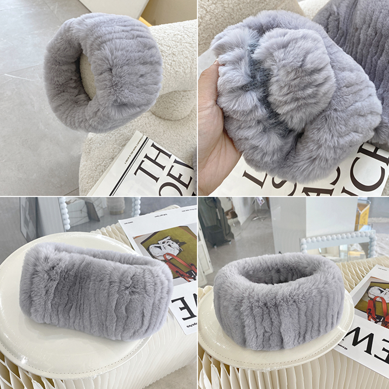 Écharpe en Fourrure de Lapin Rex pour Femme, Écharpes en Fourrure Épaisse Naturelle, Bandeaux en Fourrure, Vente Chaude, Hiver, Plein Air, Russie, 100% Réel
