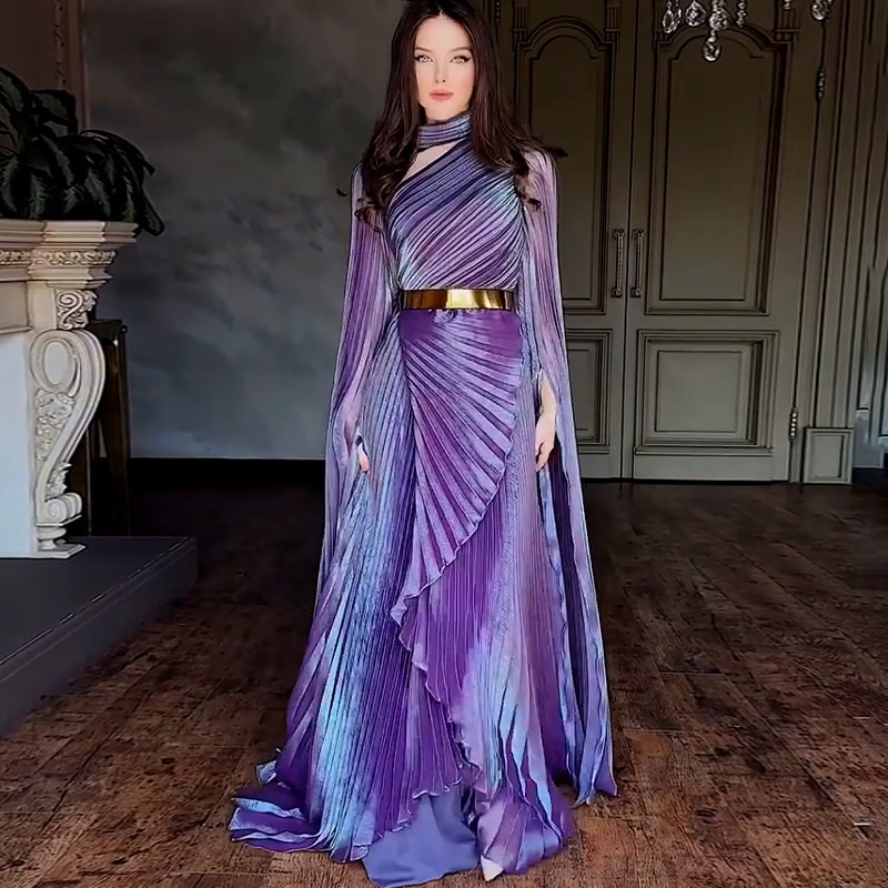 Robe musulmane Abaya femmes robes de soirée plis irréguliers Jalabiya caftan robes arabe longue Robe Ramadan maroc dubaï Abayas