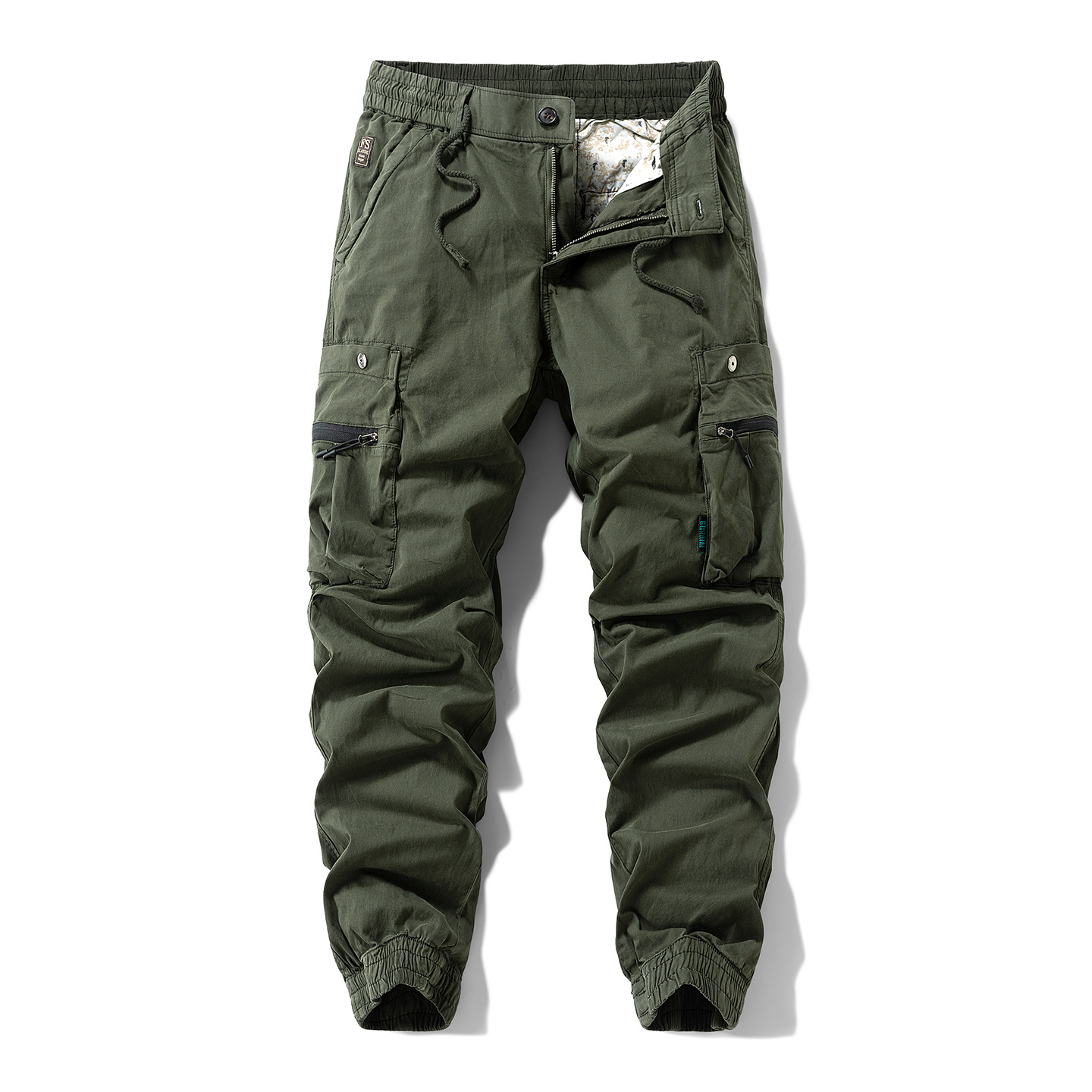 Pantalon cargo jogger pour homme avec fermeture éclair, taille élastique à cordon de serrage, bas de pantalon à revers, résistant à l'usure, pantalon tactique d'extérieur 539