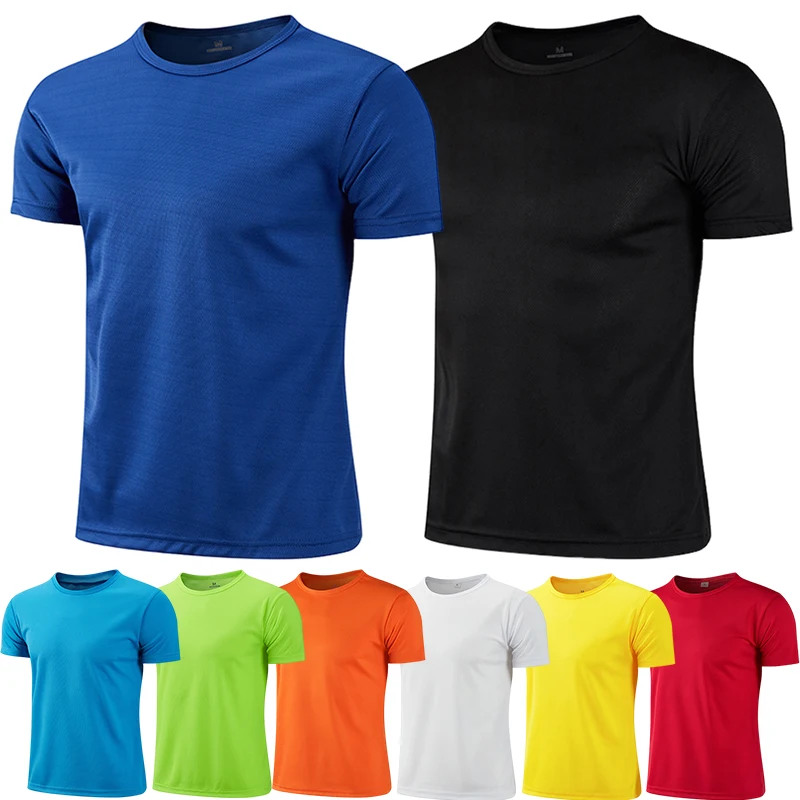 T-shirt sportif pour hommes, été, exercice quotidien, entraînement, haut à manches courtes, Fitness, course à pied, athlétisme, t-shirts à séchage rapide, 8 couleurs