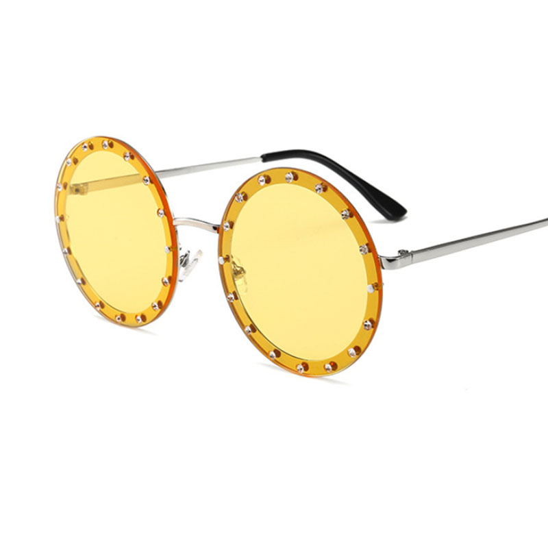 Vintage lunettes de soleil rondes femmes luxe strass métal lunettes de soleil dames classique rose rouge rétro clair nuances lunettes hommes UV400