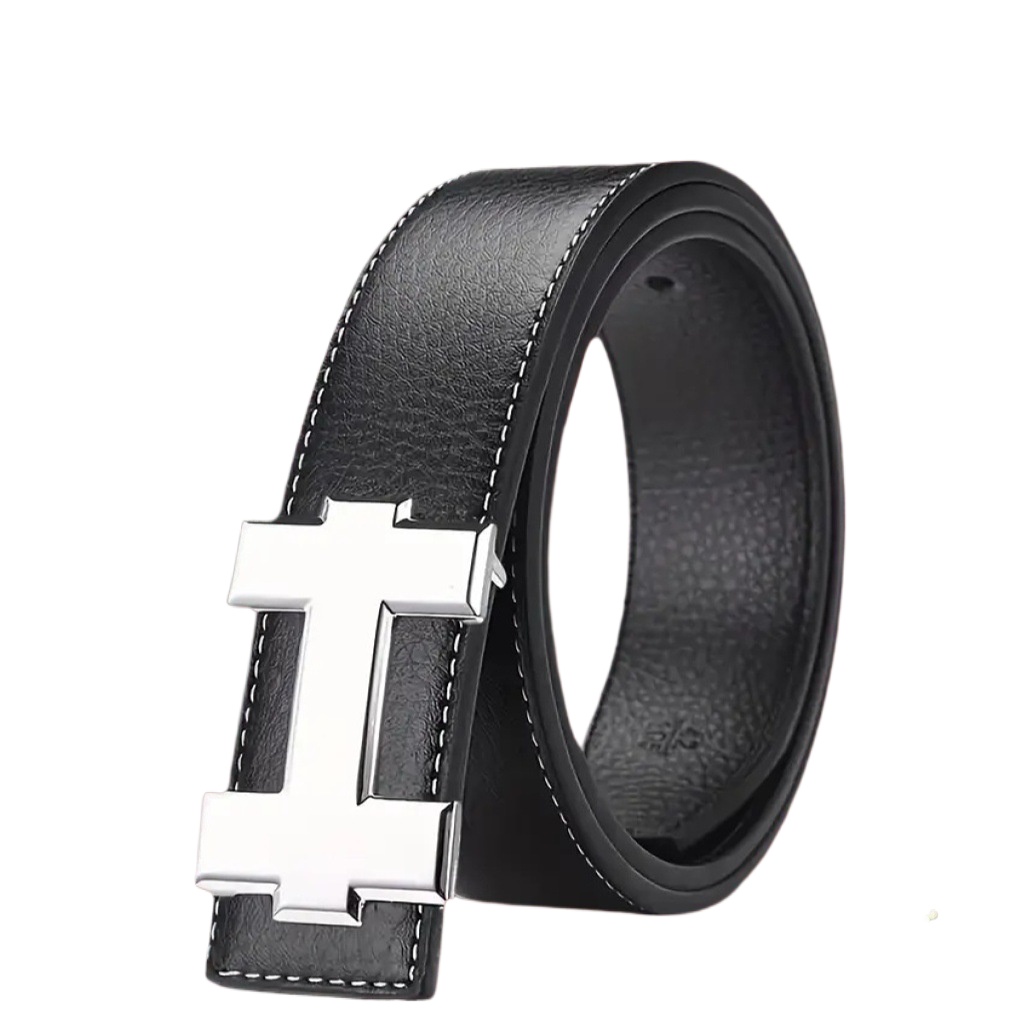 Ceinture de mode décontractée boucle coréenne boucle en alliage pour hommes et femmes ceinture pour hommes en cuir véritable tendance du commerce extérieur litchi 3.3 cm