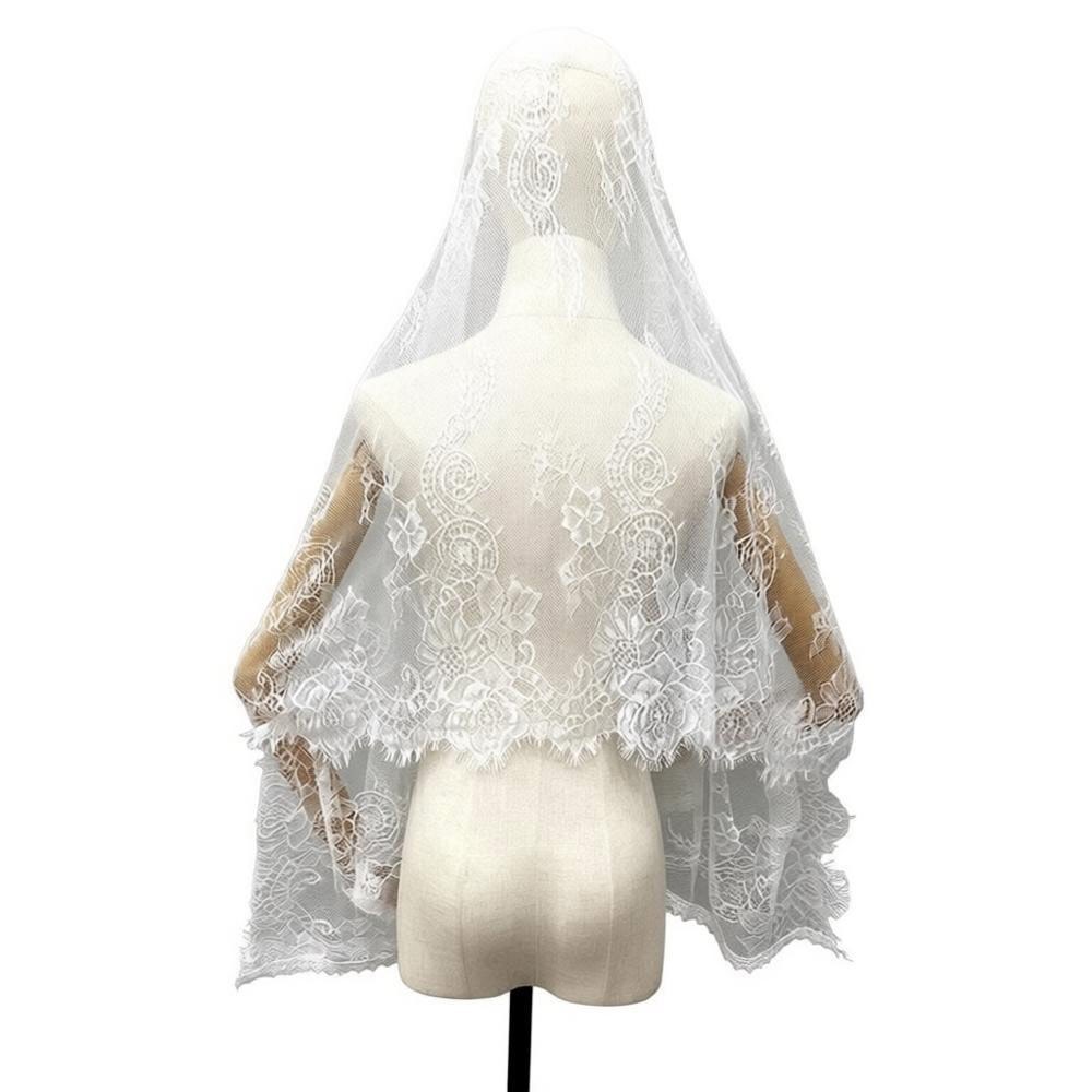 Nouveau Voile de Mariée Vintage Mandira en Dentelle Respirant avec Fleur et Bordure Florale pour Femme