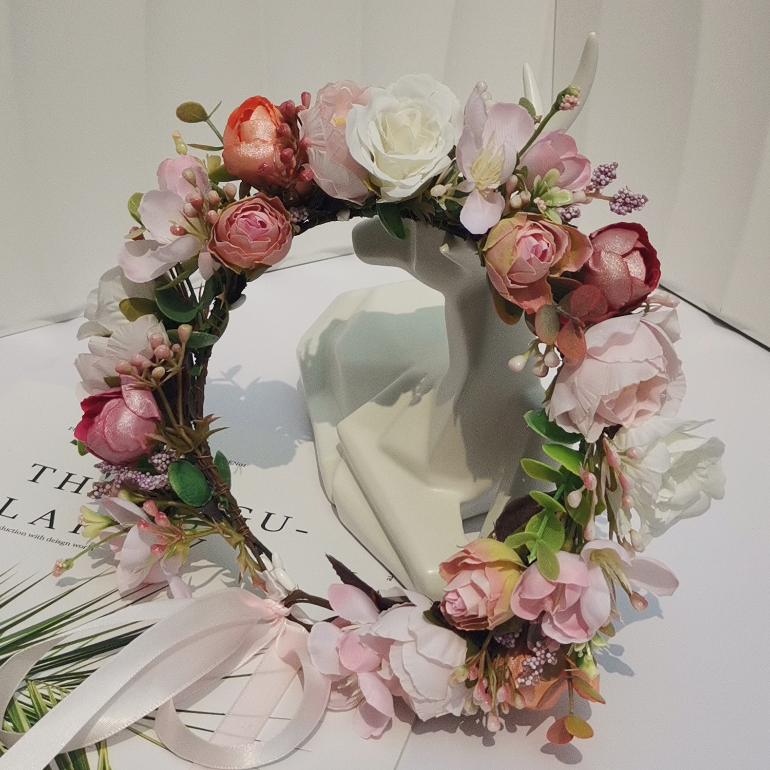 Serre-tête floral bohème de plage, accessoires de cheveux pour mariage, coiffe pour femme, accessoire de tête pour fiançailles, coiffe de mariée, couronne florale.