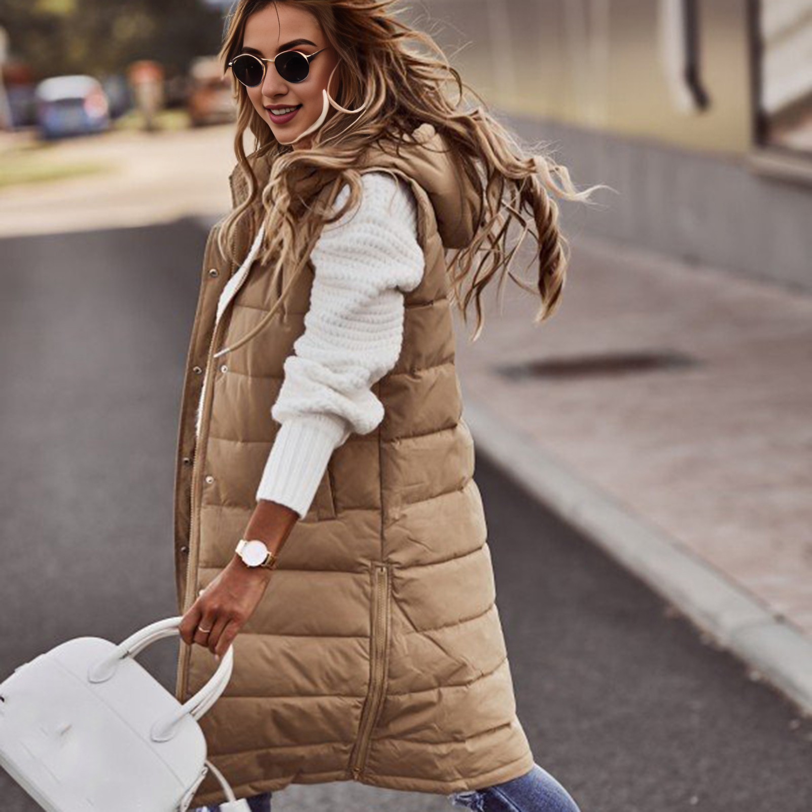 Manteau Long en Coton Glacé à Capuche pour Femme, Doudoune Matelassurera, Gilet Chaud, Vêtements d'Extérieur, 2XL, Automne et Hiver