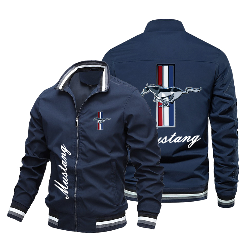 Veste pour homme printemps-automne, veste de moto Mustang, veste de moto imprimée, coupe-vent décontracté pour homme, vêtement de sport tendance