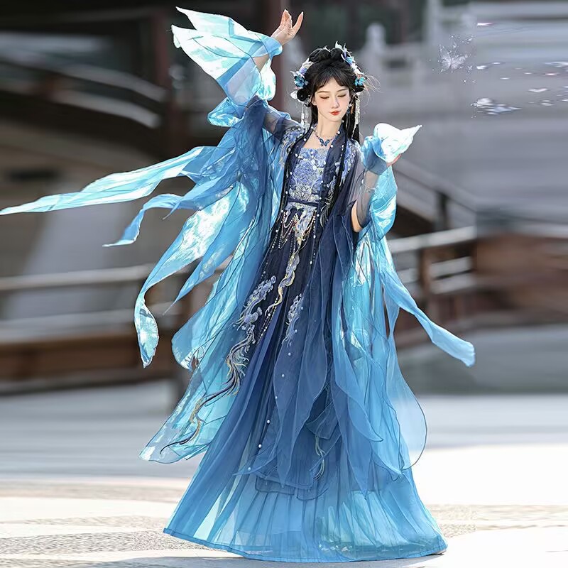 Nouvelle robe Hanfu femmes chinois brodé marine Hanfu costumes femme Halloween carnaval fée Cosplay Costume fête Hanfu robe