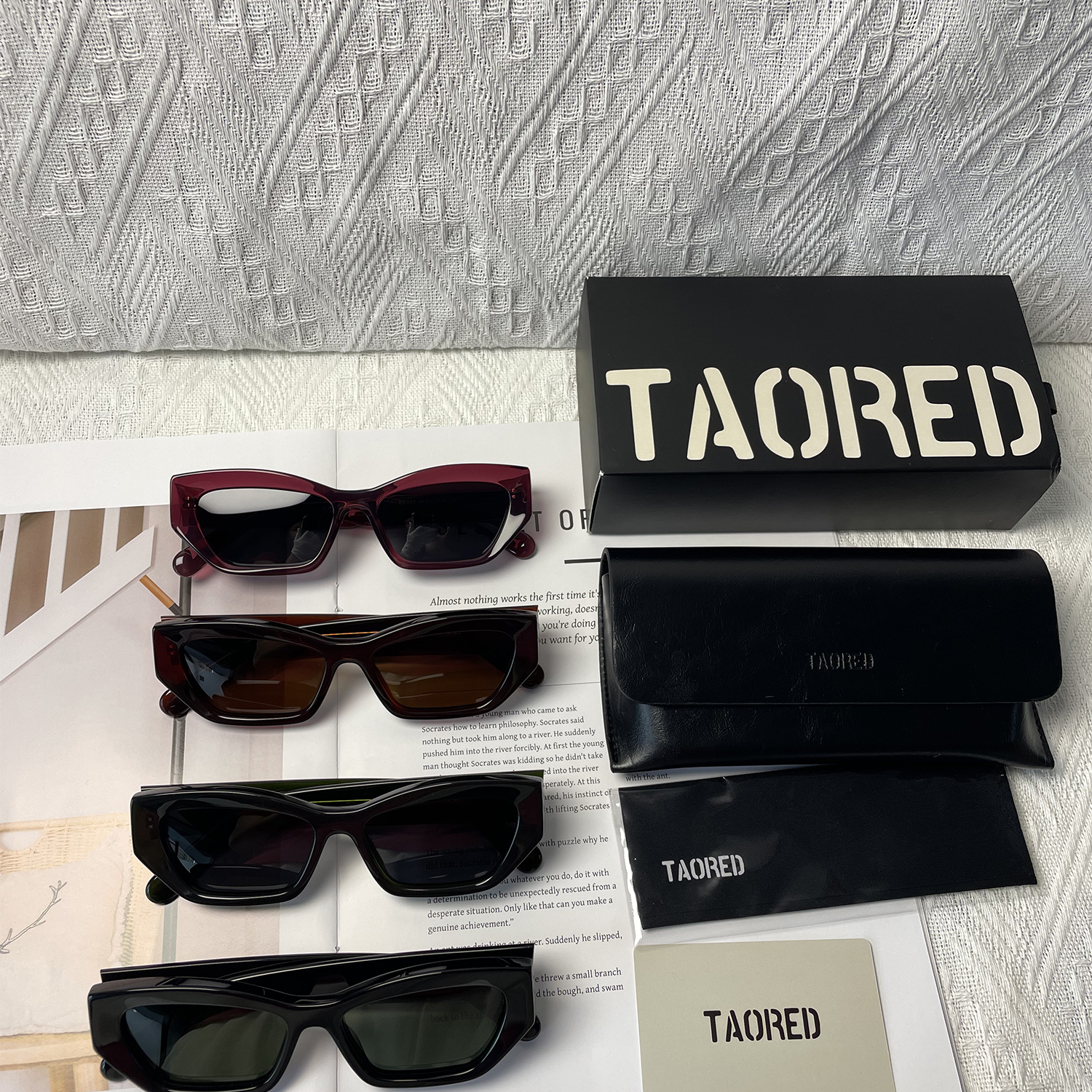Lunettes de soleil élégantes pour femmes, avec étui, de luxe, de styliste, œil de chat, monture en acétate, à la mode, UV400, nouvelle collection 2025