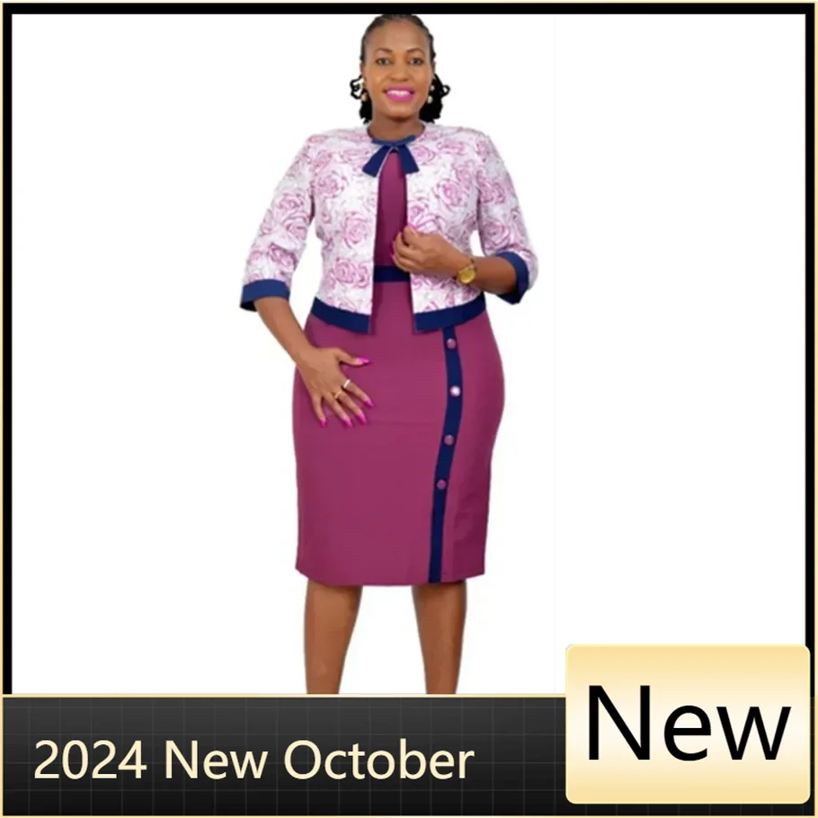 Ensemble de robes africaines personnalisées pour femmes, manteau et robe de bureau, nouvelle collection automne-hiver 2021, Bazin Riche, Afric traditionnel