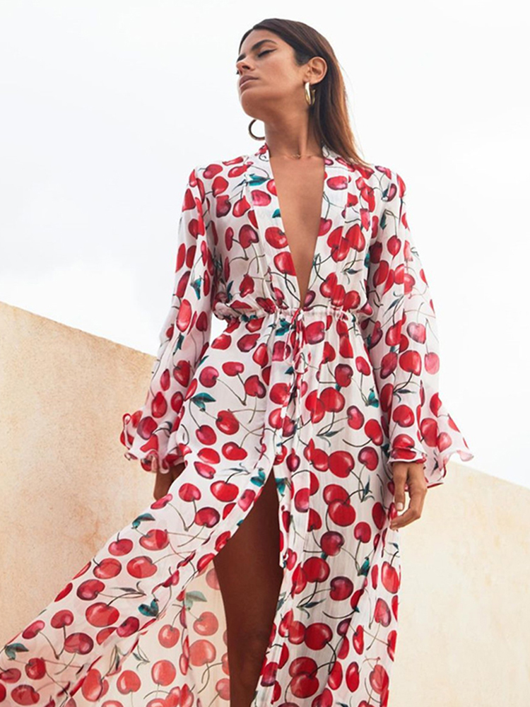 Femmes maillot De Bain couvrir manches caftan Plage tunique Robe Robe De Plage solide blanc coton paréo col haut vêtements De Plage