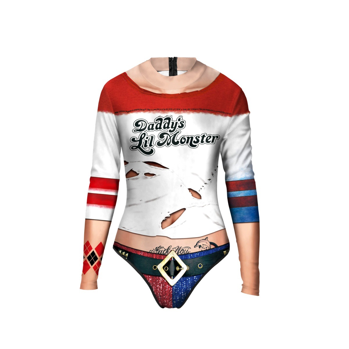 Maillot de bain une pièce à manches longues, imprimé super-héros, Costume de Cosplay pour femmes adultes