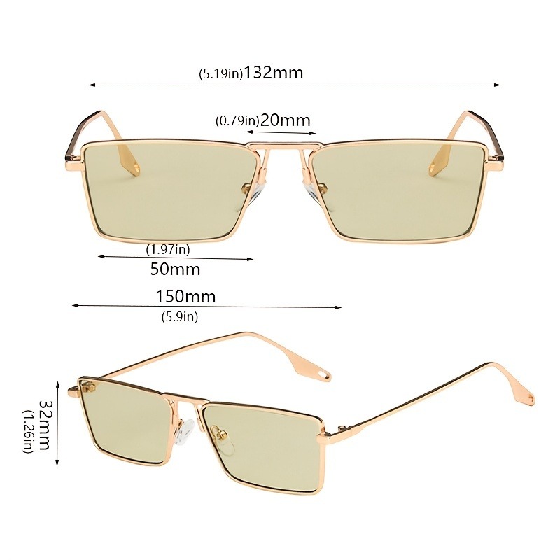 Lunettes à monture métallique pour femmes, rectangulaires, rétro, antireflet, petite monture, Options dorées et noires pour et mode de rue