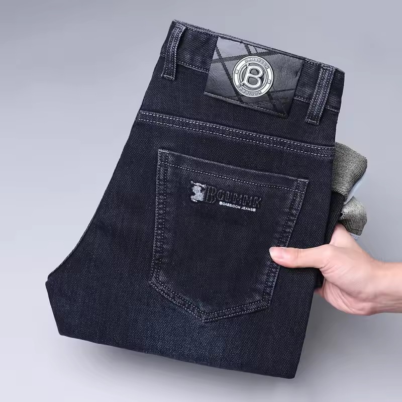 Jean à jambe droite pour hommes, haute qualité, léger, luxe, brodé, décontracté, polyvalent, mode, amincissant, Style Silhouette lisse