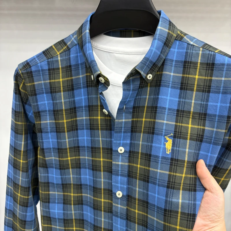 Marque de luxe broderie 100% coton chemise à manches longues hommes nouvelle chemise hommes décontracté haut ample hommes d'affaires