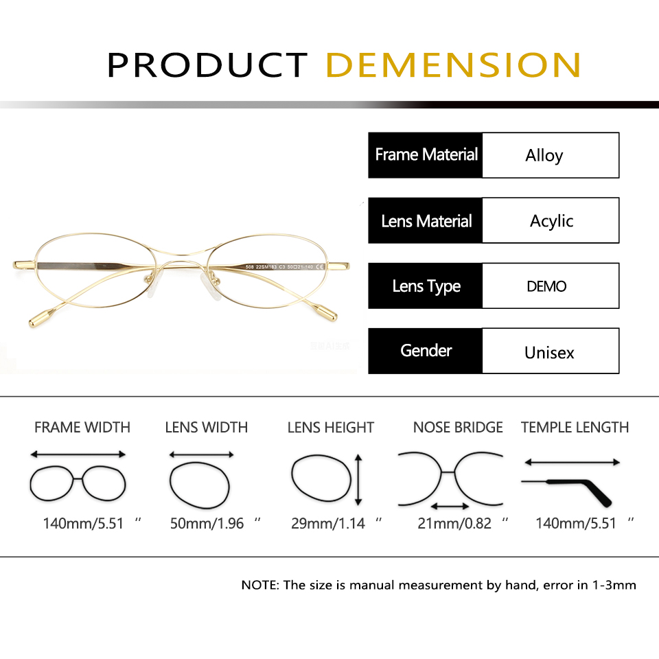 Tendance ovale métal myopie lunettes cadre pour femmes Prescription lunettes montures Punk cadre Monturas De Lentes Mujer