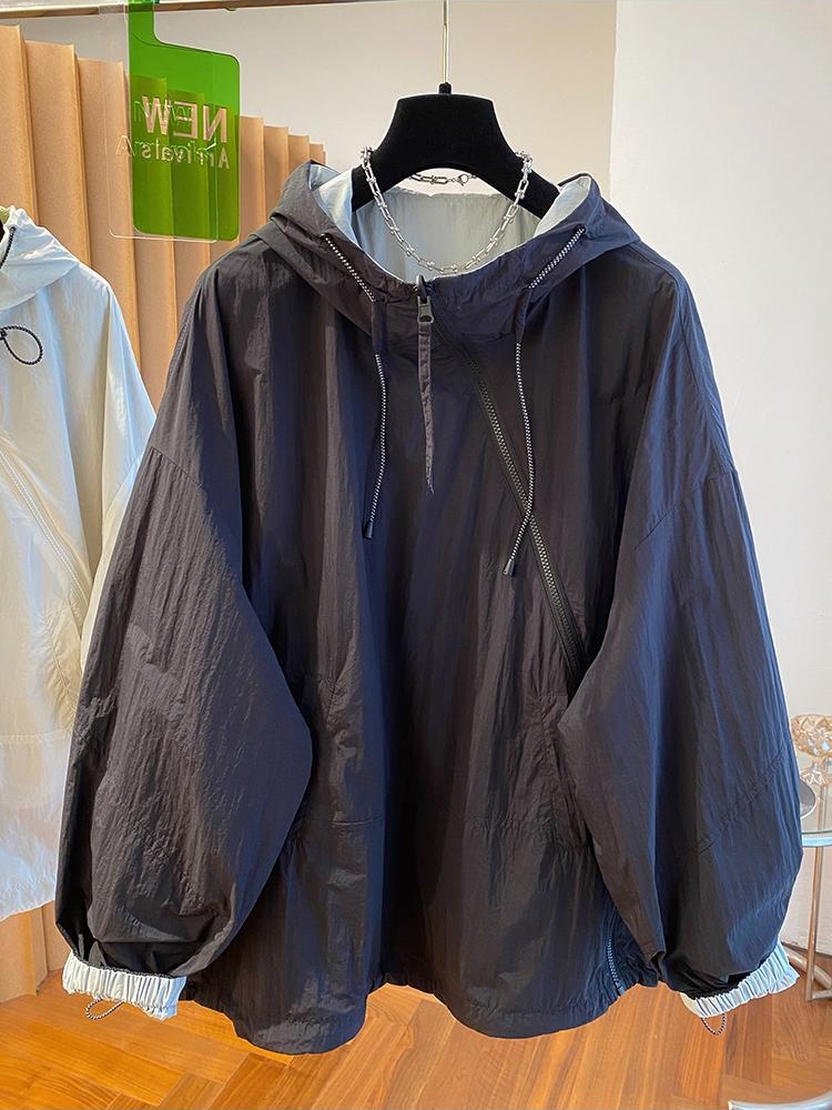 Femmes vestes à capuche diagonale fermeture éclair conception Vintage veste 2025 printemps automne nouveau Baggy mode à manches longues chemise