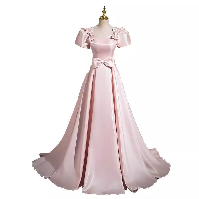 Robe de soirée en satin rose pour femme, nouvelle collection 2026, style élégant, pour soirée, chorale, cérémonie, défilé de mode, banquet, robe sur mesure