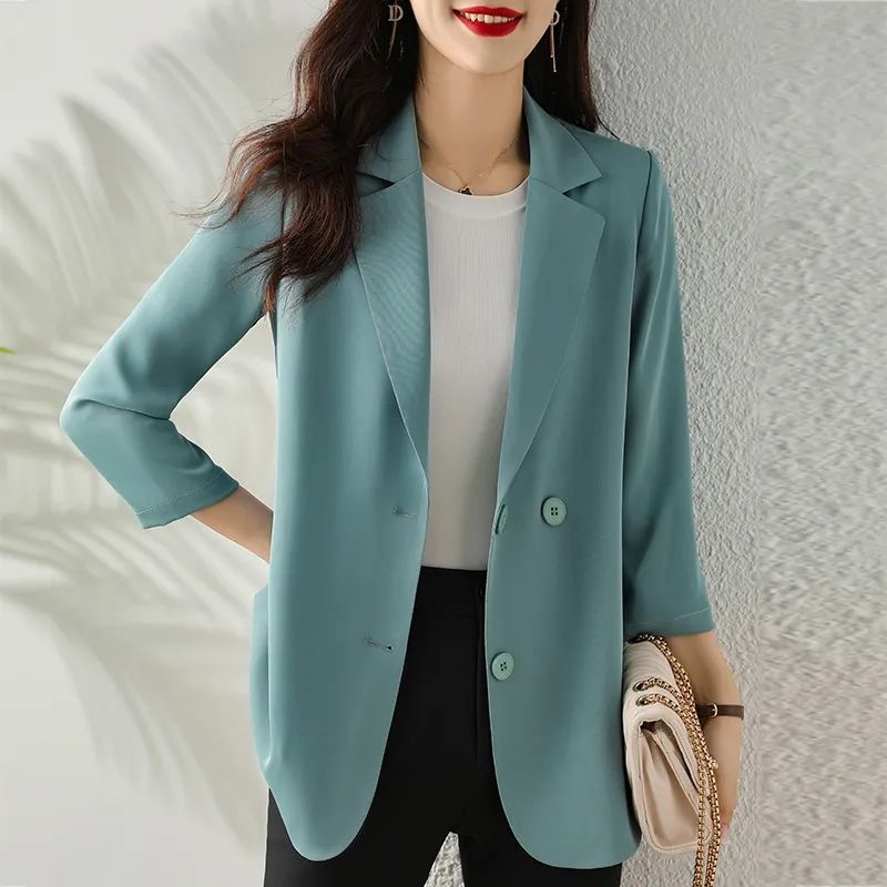 Combinaison en mousseline de soie pour femme, blazer monochrome pour femme, extérieur, tendance, couture, style coréen, promotion, printemps, automne, 2025