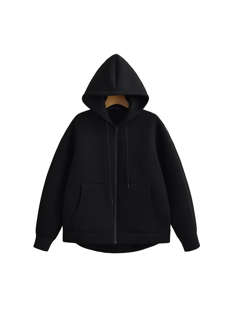Sweat-shirt à capuche zippé pour femme, coupe ample, manches longues, avec poche, style streetwear, veste d'extérieur