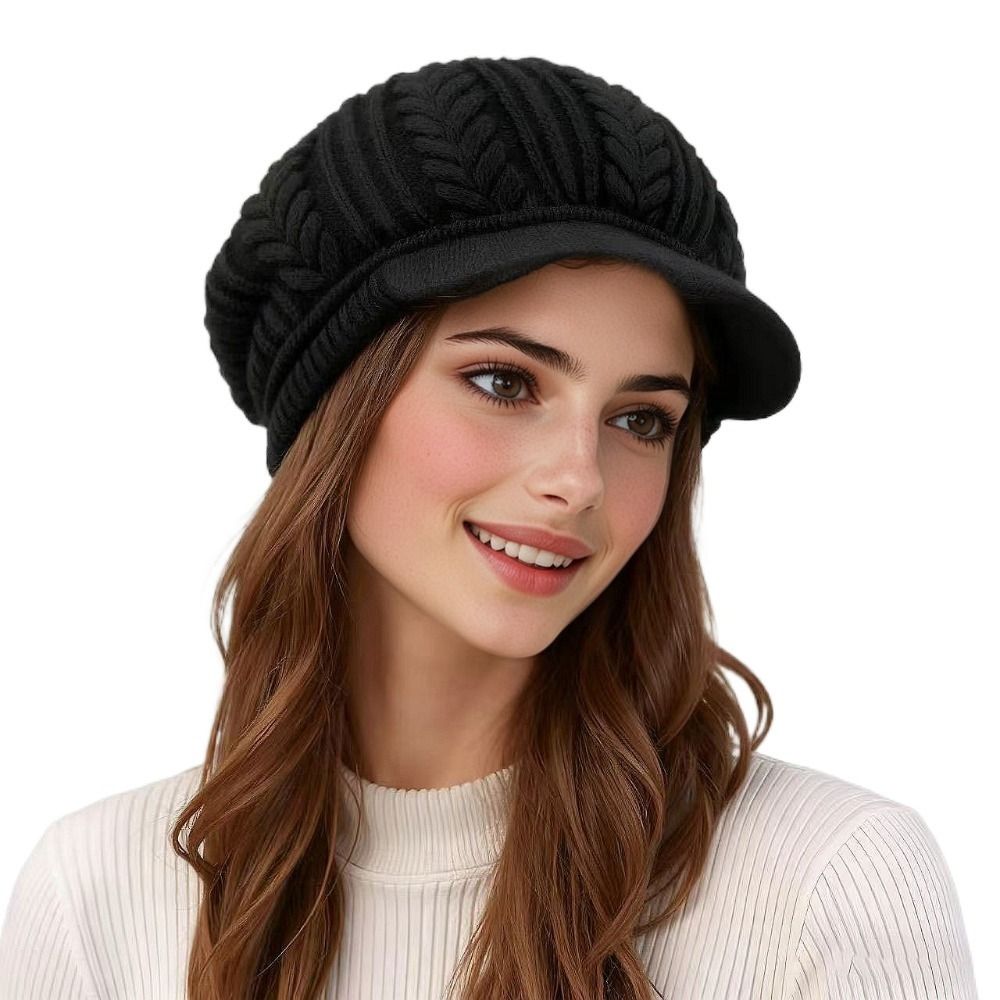 Béret d'hiver décontracté pour femme, épaissi, protection des oreilles, bonnet en laine tricoté, chaud, coupe-vent, pour le ski et les activités de plein air