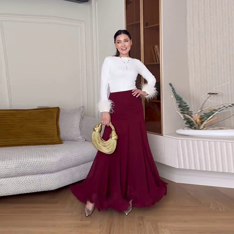 Jupe longue pour femmes, Streetwear, couleur unie, robe de bal à volants, poches pliables, ligne A, jupes plissées Vintage décontractées