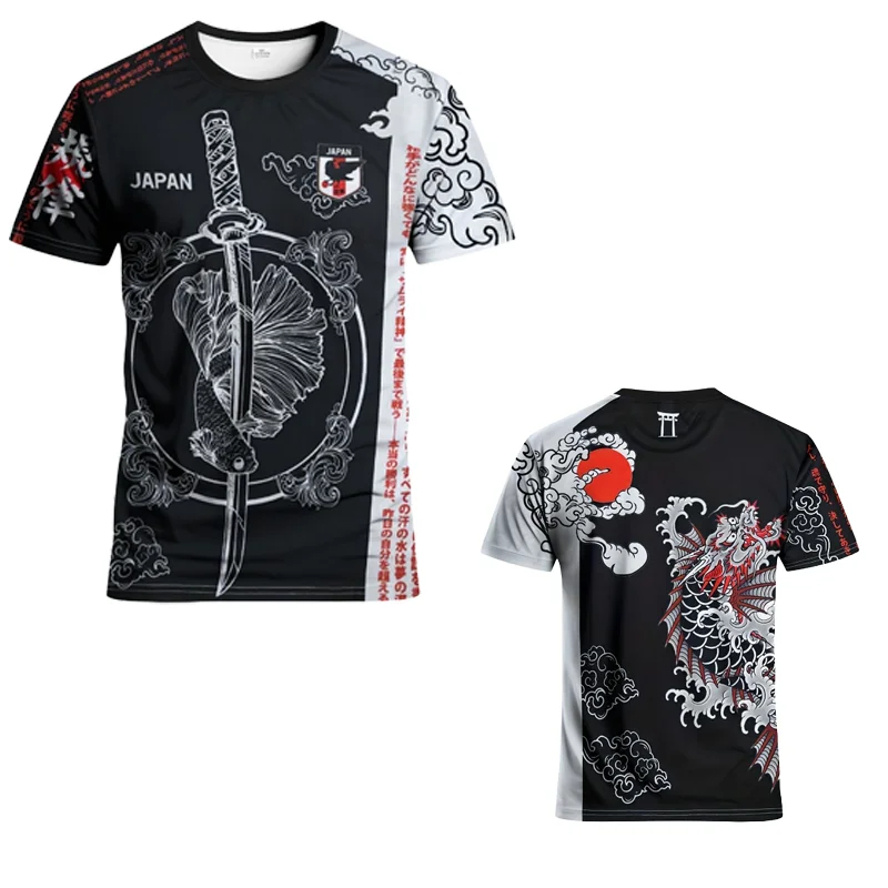 Uniforme de l'équipe de football japonaise pour hommes, vêtements de sport confortables à col rond, respirants et absorbant la transpiration, vêtements d'arts martiaux