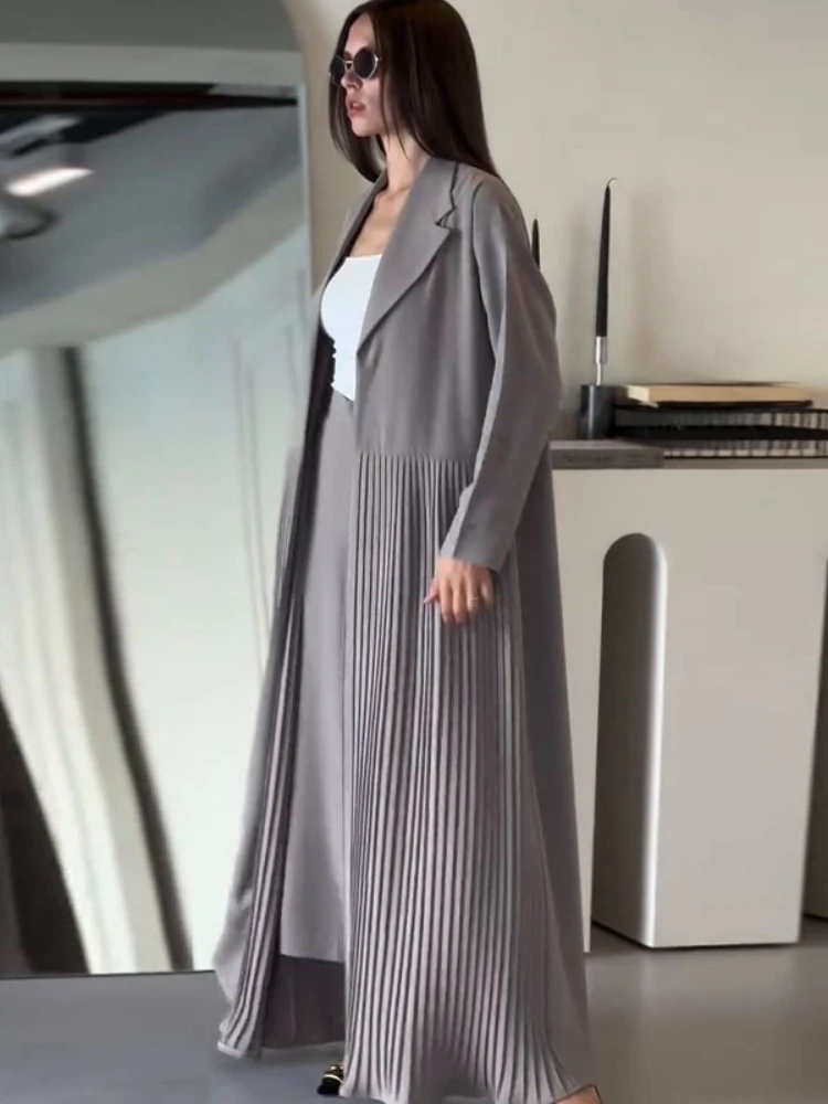Ensemble 2 pièces pour femmes musulmanes, robe longue plissée, Ramadan, Maroc, Dubaï, Abayas, Cardigan, Kaftan, Pantalon long, Eid Abaya, 2025