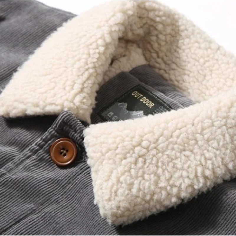 Parka en velours côtelé pour hommes, veste en coton monochrome, mode coréenne, haute qualité, chaud, décontracté, outillage, document, hiver