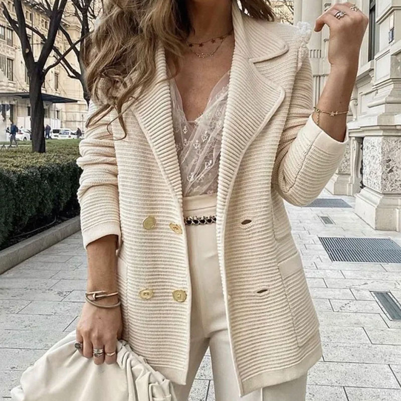 Nouveau manteau décontracté pour femmes texture veste à manches longues automne et hiver