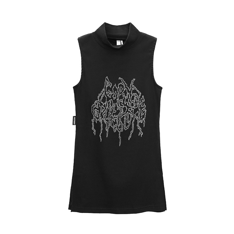 Karrcat Yamamoto Style débardeur noir Grunge gothique col roulé hauts Cyber Y2k Chic vêtements de créateur foncé esthétique Streetwear