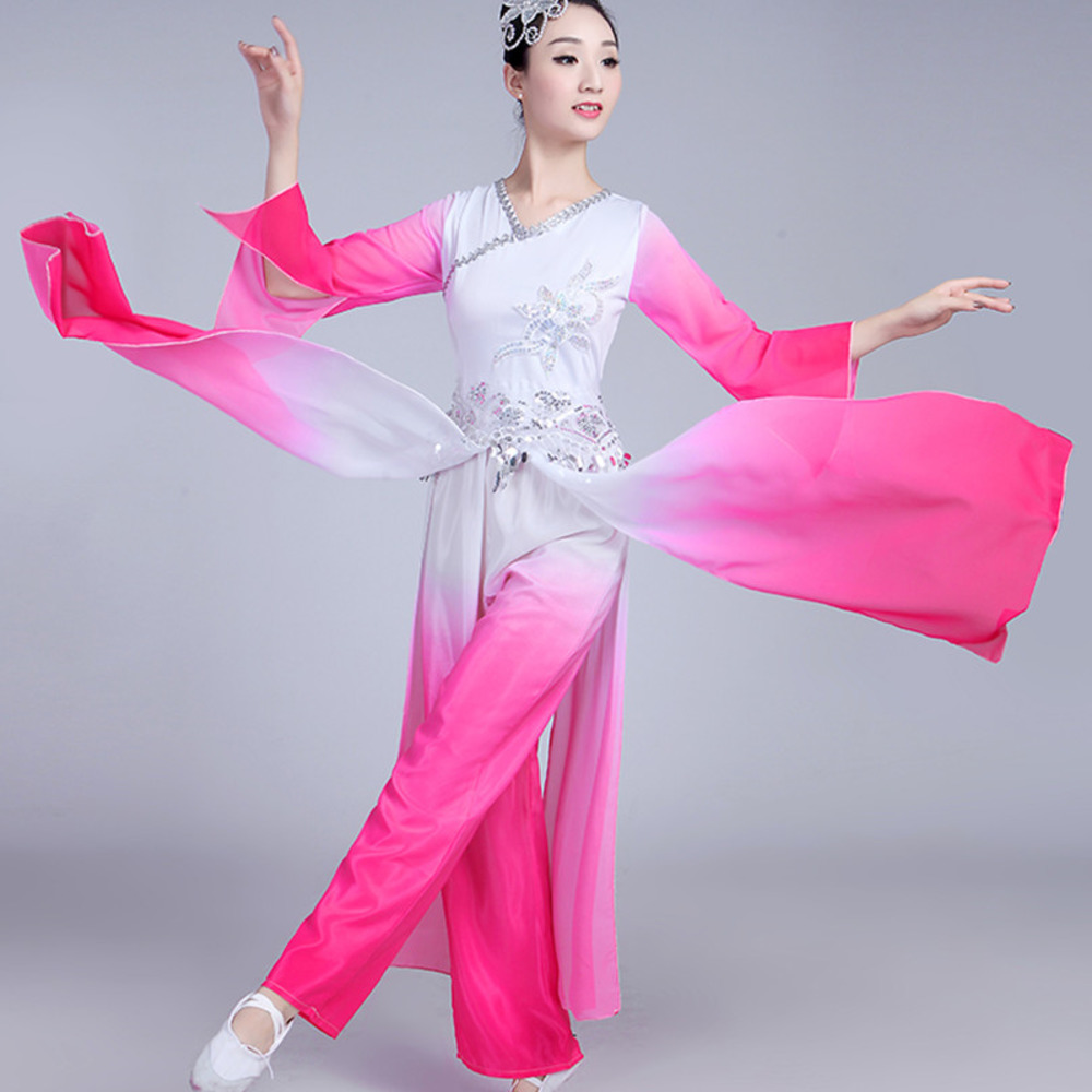 Vêtements de danse classique traditionnels pour femmes, danse folklorique chinoise, robe à manches d'eau, vêtements Yangko, pantalon prairie, jupe hanfu