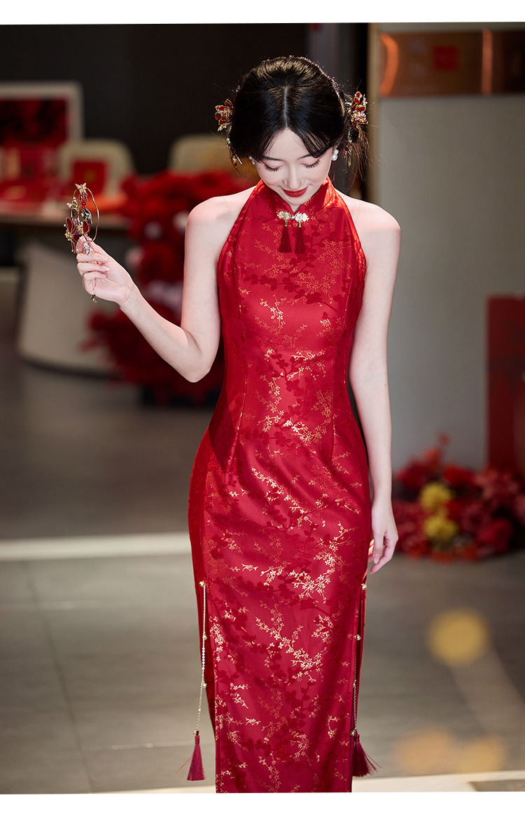 Vêtements traditionnels chinois Cheongsam rouge, robe Qipao sans manches améliorée pour jeunes, été