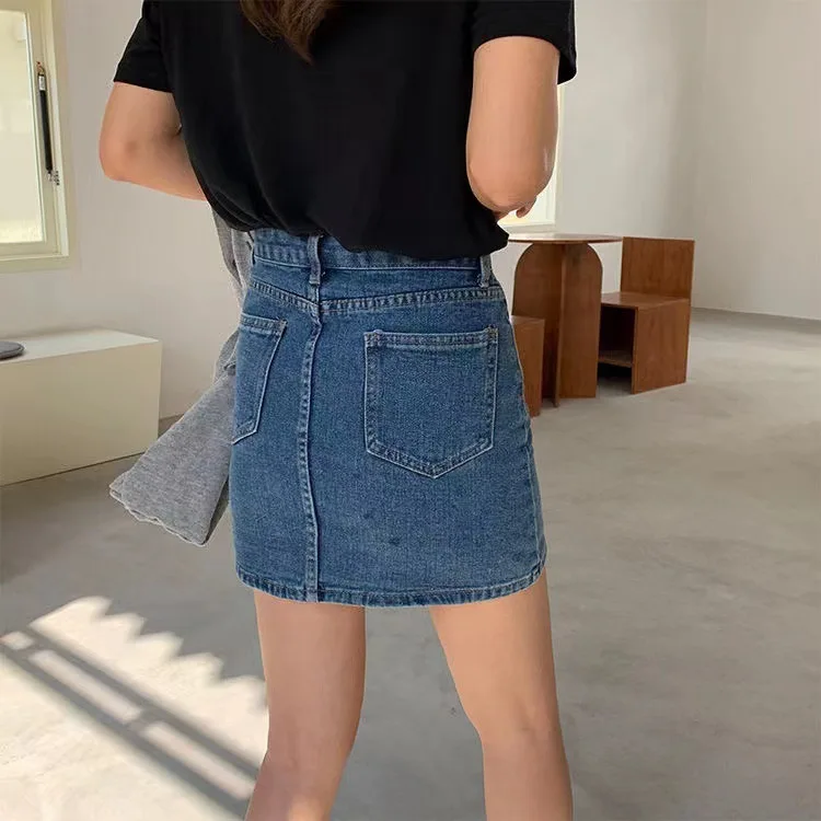 Jupes en denim pour femmes, coupe droite, taille haute, décontractée, sexy, slim, mini, adorable, vintage, étudiantes, Ulzzang, chic, streetwear, nouvelle collection