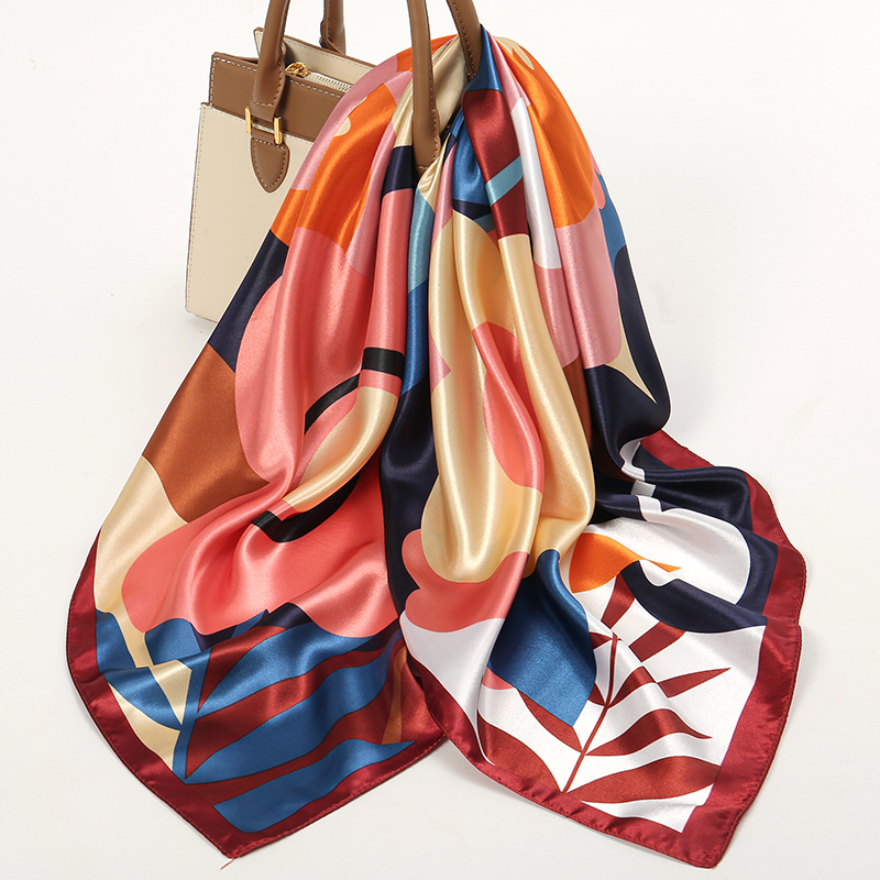 Nouveau Foulard Carré en Soie et Satin 2026 pour Femme, Motif Floral, Bandeau, Écharpe, Hijab, Bandana