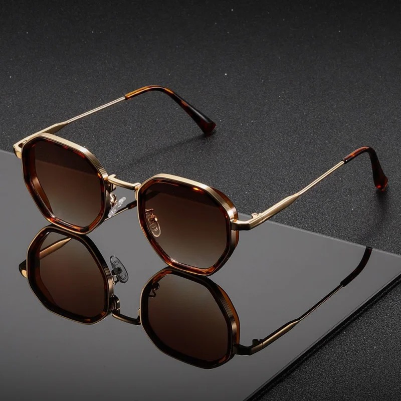 1 paire de lunettes de soleil unisexes rondes en métal, à la mode, vintage, irrégulières, style punk, pour homme et femme, classiques, UV400