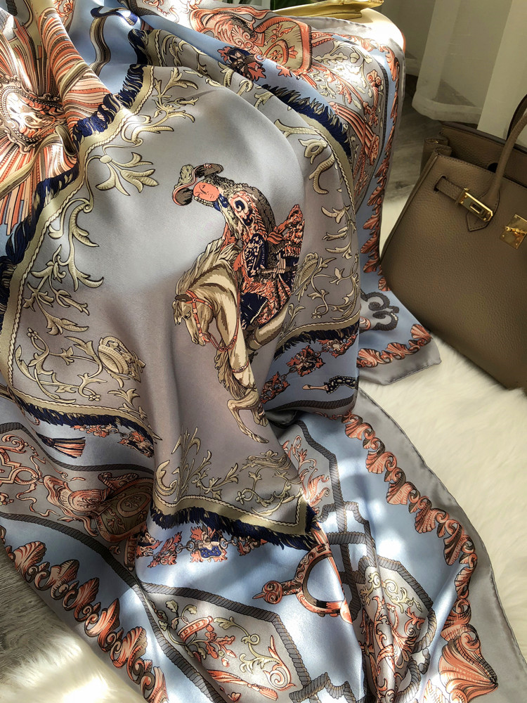 Ludovicus magnus Magnus Foulard En Soie Pure 100% 110cm, grand Foulard de styliste En Soie mûre naturel, roulé manuellement, 100cm