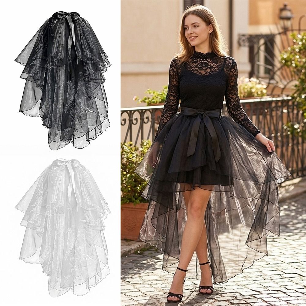 Jupes en maille élégantes à lacets, taille haute, en tulle fin, à ourlet asymétrique, superposées, style ballet pour femme