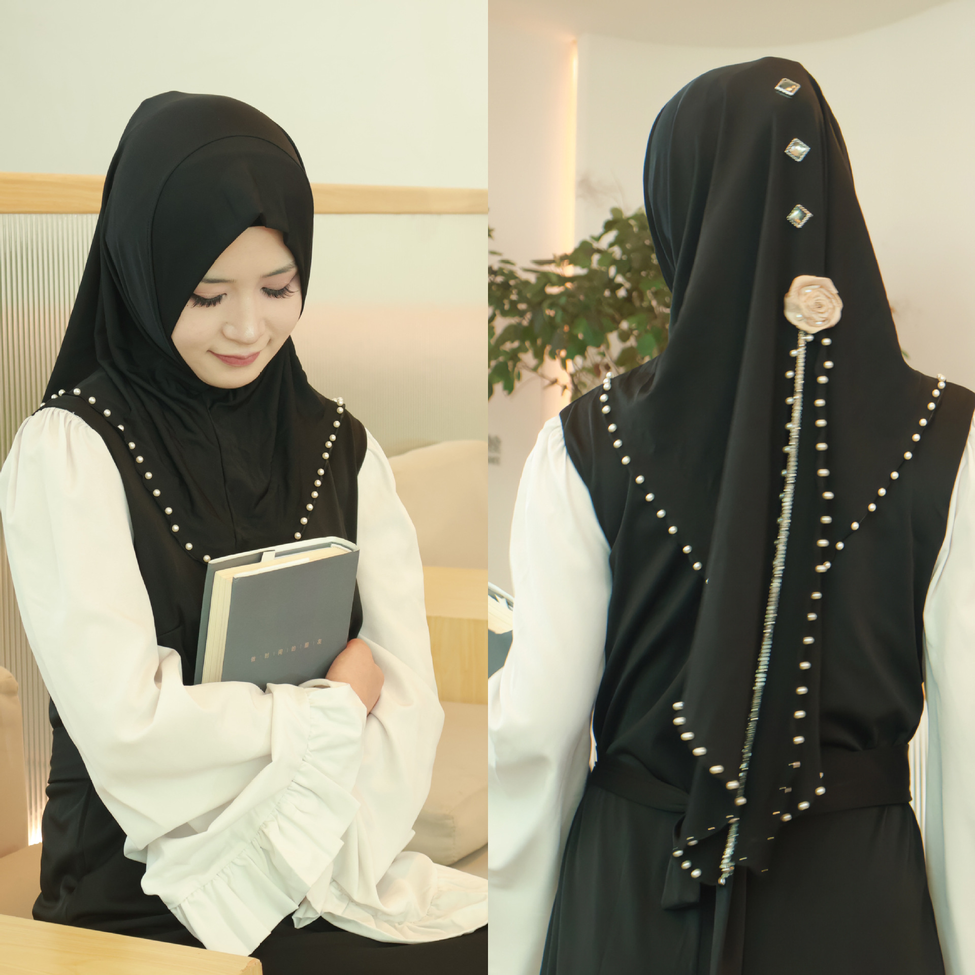 Écharpe de Sauna Perlée à la Mode pour Femme, Hijab Instantané Direct, Arabe, Islamique, tiens imar, Abaya, Châles, Turban
